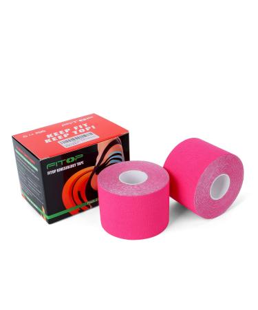 FITOP 2 Rolls K Tape Knee Support 2 Inches X 16.4 Feet Uncut Roll (Pink)