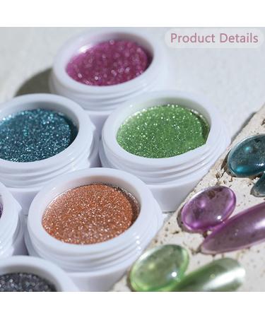 BQAN Chrome Nail Powder Set - 6 Jars Mirror Effect Holographic Titanium Metal Powders in Green, Silver, Pink, Purple | Nail Decoration Kit with Sponge Brushes - Buy Online on GoSupps.com