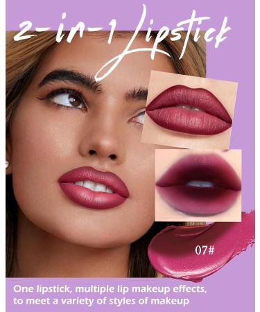 Matte Velvet Lipstick & Lip Tint Balm - Longlasting Dark Red Purple Lip Gloss | Waterproof Christmas Gift for Women & Girls - Buy Online on GoSupps.com