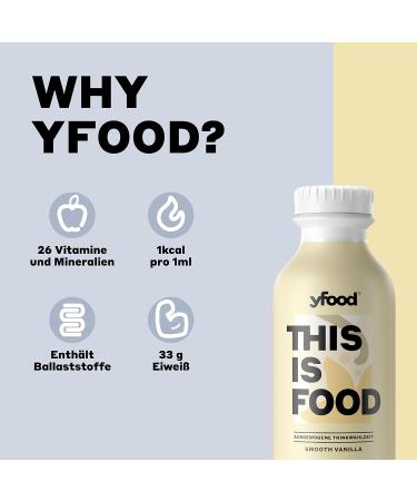 Buy yfood Drink Smooth Vanilla | 33g Protein 26 Vitamins & Minerals | 12x500ml | On-the-Go Meal Replacement - Buy Online on GoSupps.com