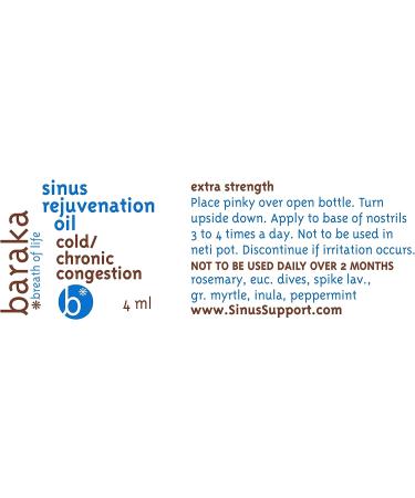 Baraka Sinus Rejuvenation Oil - 6 Organic Essential Oils for Enhanced Breathing and Relaxation - Rejuvenate Sinuses Daily - 4ml - Buy Online on GoSupps.com