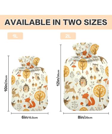 Zoo Hot Water Bottle - Cute Fox Rabbit Owl Design for Warm Winter Comfort | 2L for Bed Neck & Shoulders - Buy Online on GoSupps.com