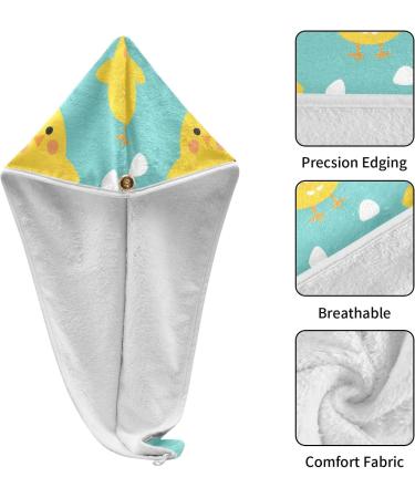 Happy Yellow Chicken Hair Towel 2 Pack | Super Absorbent Quick Dry Hair Turbans for Women & Girls | Perfect Hair Drying Solution - Buy Online on GoSupps.com