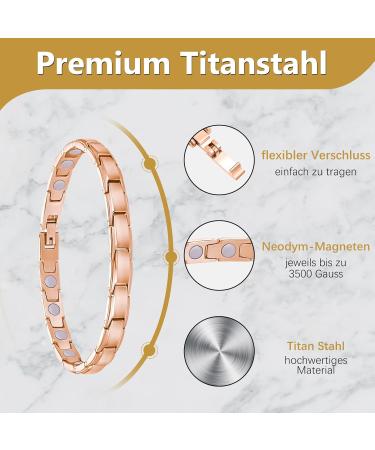 Jeracol Titanstahl Magnetic Arm Band for Women - 3500 Gauss Adjustable Bracelet with Gift Box | Stylish Magnetic Jewelry in Rose Gold - Buy Online on GoSupps.com