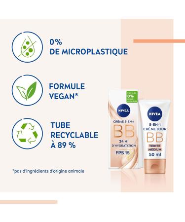  NIVEA NIVEA BB Cream SPF 15 Medium Shade (1 x 50ml) Moisturizing face cream with organic jojoba oil SPF 15 day cream for unspoiled skin - Buy Online on GoSupps.com