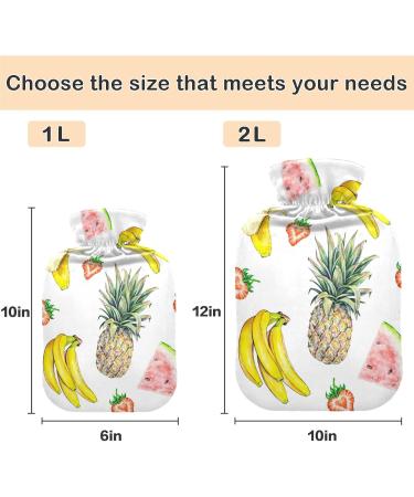 Naanle Banana Strawberry Pineapple Water Bottle | 1L Transparent Hot Water Bottle for Heat & Cold Therapy | Pain Relief & Comfort - Buy Online on GoSupps.com