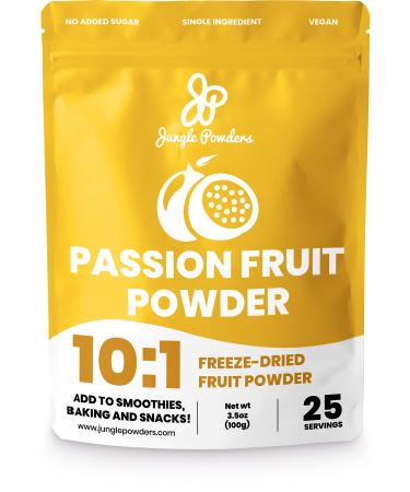 Jungle Powders Passion Fruit Powder 3.5oz, Natural Unsweetened Powdered Freeze Dried Passion Fruit Extract, Filler, and Additive Free Superfood Powder