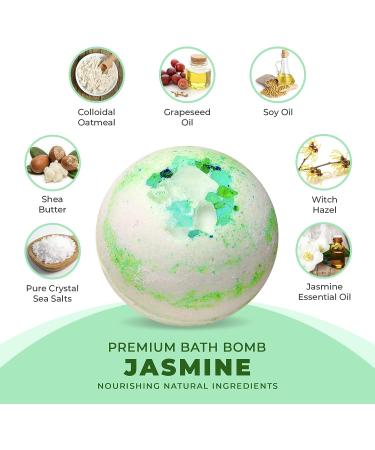 7Leaves Nature Premium Jasmine Bath Bombs - Large 6oz Fizzies for Skin Moisturizing & Relaxing Spa Bath - Handmade Gift Idea for Mother's Day, Valentine's, Anniversary, Christmas - Buy Online on GoSupps.com