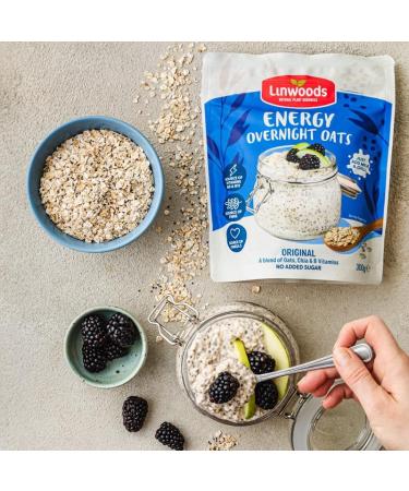 Linwoods Original Energy Overnight Oats | 3x 300g | Protein-Rich Breakfast | Vegan & Gluten-Free - Buy Online on GoSupps.com