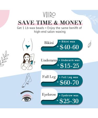 Wax Beads - VOIRO 1 LB Hard Wax Beans for Hair Removal - Brazilian Bikini Wax - Includes 10 Wax Sticks - Ideal for Eyebrows, Face, Body - Blue - Buy Online on GoSupps.com