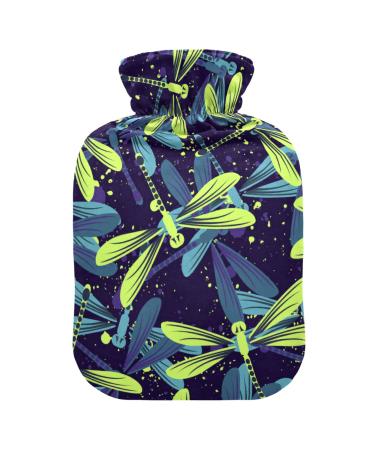Hot water bottles with cover dragonflies green hot water bag for pain relief menstrual cramps hot water bottle water bag 2 liters