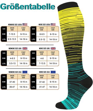 Blongw Compression Stockings for Men - 6 Pairs Knee Support Socks for Sports Travel Flight & Running (A5-Assorted 09 L-XL) - Buy Online on GoSupps.com