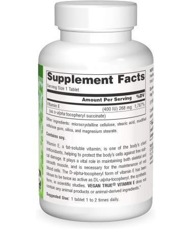 SOURCE NATURALS Vegan True Non-GMO Vitamin E 400 IU 50ct Tablet - Buy Online on GoSupps.com