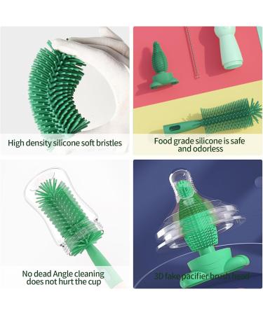 3-in-1 Baby Bottle Brush Set - Multi-Purpose Cleaning Brush for Bottles & Nipples - Eco-Friendly Green Color - Buy Online on GoSupps.com