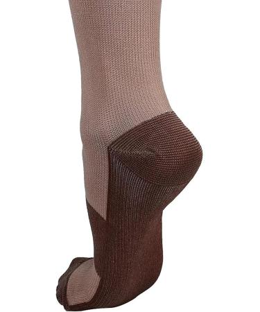 2 Pair Zip Compression Socks for Women - Closed Toe Wide Calf Knee Length - Easy On/Off 15-20 mmHg | Beige with Copper S/M - Buy Online on GoSupps.com