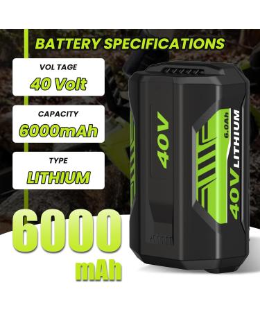 6000mAh OP40601 Battery Replacement for Ryobi 40V - Compatible with OP4050A OP4040 RY40180 RY40200 | High-Performance Green Battery for Power Tools - Buy Online on GoSupps.com