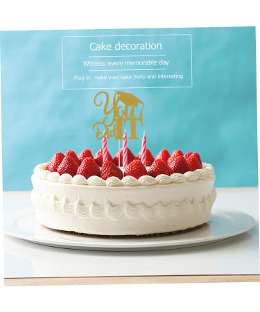 TOPBATHY Birthday Cake Toppers 10pcs 2021 Graduation Cake Arrangement Food Socket Paper Cake Topper Golden 13x13.5cm - Buy Online on GoSupps.com