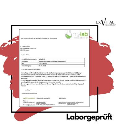 Vitamin B12 Spray - 500 g B12 + 100 g Folic Acid | Vegan Bioactive Quatrefolic | Made in Germany - Buy Online on GoSupps.com