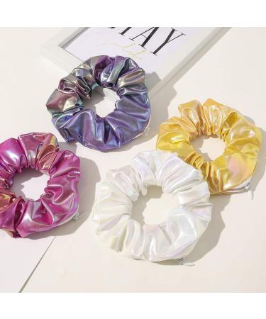 8 Piece Tie Dye Velvet Pocket Hair Scrunchies for Girls and Women with Hidden Zipper Pocket - Colorful and Shiny Elastic Hair Bands for Chapstick and Money Storage - Buy Online on GoSupps.com