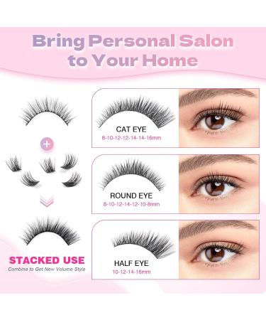 Glowing Win DIY Cluster Lashes Set - 144PCs Individual Eyelash Extensions with Bond Sea & Tweezers | 8-16mm Natural Fake Lashes - Buy Online on GoSupps.com