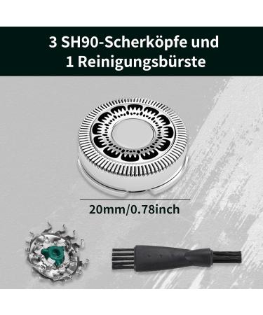 SH90/72 Replacement Heads for Philips Series 9000 & 8000 Razors - 3 Pack with Cleaning Brush | Wet/Dry Razor Accessories - Buy Online on GoSupps.com