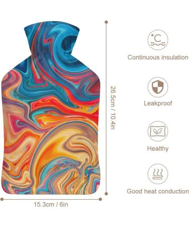 Color Marble Hot Water Bottle with Plush Cover | Hand Warmer for Adults & Children | 26.5x15.3cm | International Shipping Available - Buy Online on GoSupps.com