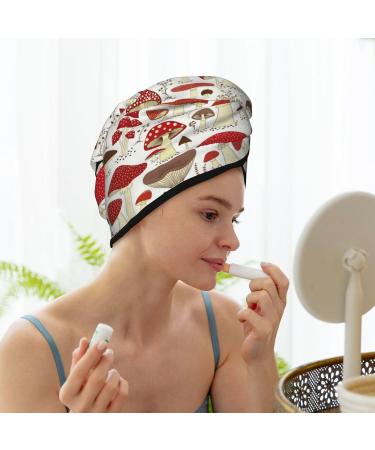 Buy Cartoon Mushrooms Microfiber Hair Towel - Super Absorbent Coral Velvet Wrap for Women | Quick Dry for Long Curly & Thick Hair - Buy Online on GoSupps.com