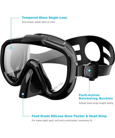 Zipoute Snorkel Set for Adults - Anti-Leak Panoramic Lens, Adjustable Gear for Scuba Diving and Swimming (Black) - Buy Online on GoSupps.com