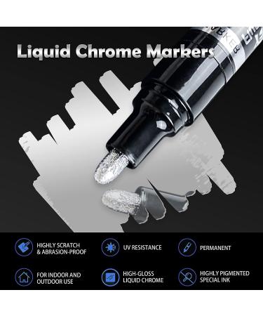 3Pcs Silver Liquid Mirror Chrome Markers Set - Permanent Reflective Paint Pens for Art, Car DIY, Model Repair - 0.7mm, 1mm & 3mm - Buy Online on GoSupps.com