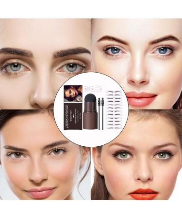 Eyebrow Stencil Kit - Long-Lasting Eye Brow Stamp Shaping Kit Reusable Eye Brow Stamp with 12 Eyebrow Templates for Beginner and Skilled Person Rowces Natural Brown - Buy Online on GoSupps.com