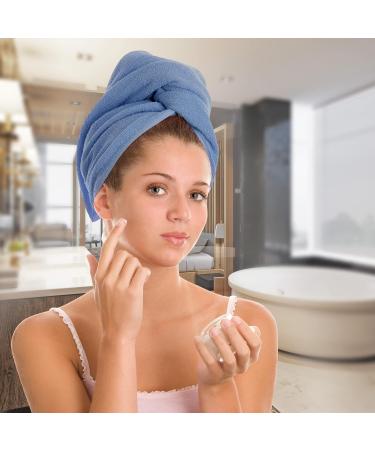 Microfiber Hair Towel Wrap | Super Absorbent Hair Turban with Buttons | Fast-Dry Salon Hair Cap - Blue - One Size - Buy Online on GoSupps.com