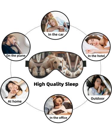 Cute Dog Bone Bowl Woof Paw Print Unisex Sleeping Eye Mask Soft Comfortable Light-Blocking Eye Mask - Buy Online on GoSupps.com