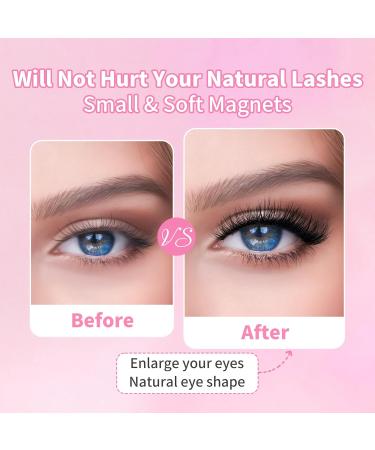 Beauty7 Magnetic-Eyelashes Natural Look 1 Pair Reusable Magnetic Lashes Kit with Applicator No Glue Needed False Eyelashes Srtrips - Buy Online on GoSupps.com