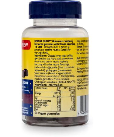 Rescue Remedy Gummies For A Serene Sleep with Raspberry Flavour Easy to Take Vegan & Natural Suitable for all the Family Pack of 60 Raspberry 60 count (Pack of 1) - Buy Online on GoSupps.com