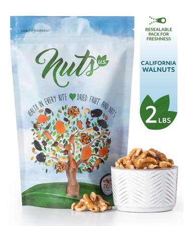 California Walnuts - Shelled Halves & Pieces | Non-GMO Steam Pasteurized | Chandler Variety Raw in Resealable Bag (2 lbs) - Buy Online on GoSupps.com