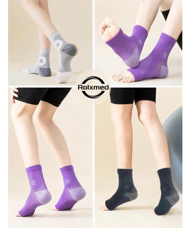 Ankle Support Braces & Compression Sleeves for Plantar Fasciitis Relief - Sport Socks for Men & Women (Black+Grey Large - Buy Online on GoSupps.com