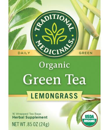 Traditional Medicinals Organic Green Tea with Lemongrass - 16 Count (Pack of 6) | Mildly Invigorating - Buy Online on GoSupps.com