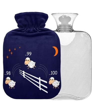Naanle Funny Schaf Jumpin Warm bottle Missing Transparent Warm Water bottle Heat bottle for bed Handfoot Warmer pain relief warmth and cold therapy Large 2l