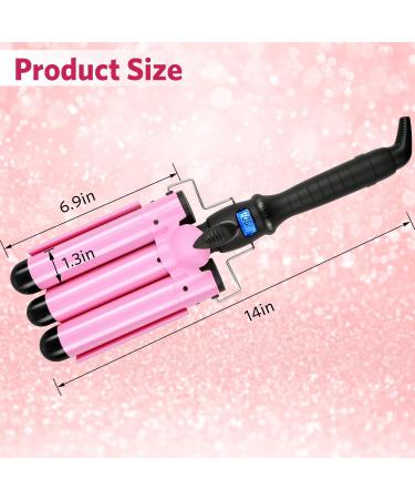 3 Barrel Curling Iron for Women - Adjustable Temperature Ceramic Hair Curler with LCD Display - 32MM Pink Triple Barrel Curling Wand - Buy Online on GoSupps.com