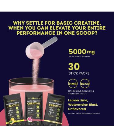 Nutri Genius Plus Monohydrate Creatine Monohydrate 5g Stick Packs | BCAA 2:1:1 + HMB | 30 Servings Variety Pack | Pre Post Workout Powder for Muscle Energy & Recovery - Buy Online on GoSupps.com