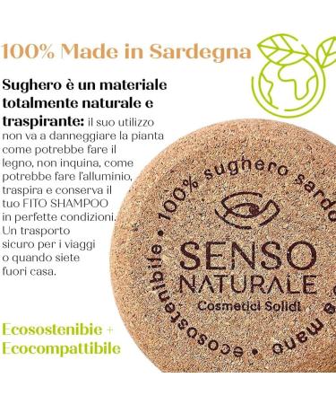 Senso Naturale DETOX Solid shampoo environmentally friendly and vegan antidandruff greasy hair cleanses without drying out the lengths 100 natural PH 45 50 with cork - Buy Online on GoSupps.com