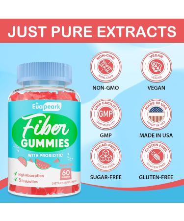 2 Packs - Fiber Gummies for Adults Sugar Free Probiotics & Prebiotic Fiber Gummies with Inulin Fos & Chicory Root - for Regularity Digestion & Gut Health - Vegan Gluten Free 120 Counts - Buy Online on GoSupps.com