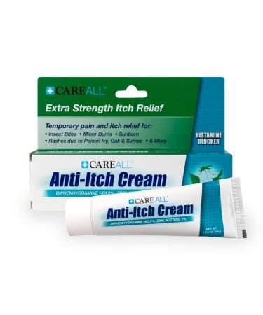 CareAll Anti-Itch Cream 1.25oz Histamine Blocking Diphenhydramine HCI 2% a Topical Analgesic & Zinc Acetate 0.1% a Skin Protectant Provide Temporary Pain and Itch Relief from Common Outdoor Itches