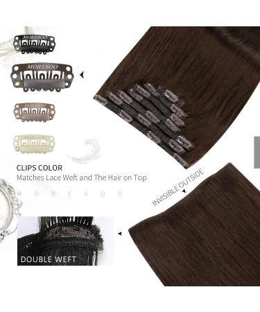 Moresoo 24 inch Dark Brown Clip in Human Hair Extensions - Thick 7 Pieces/120g #4 - 60 cm Length - Buy Online on GoSupps.com