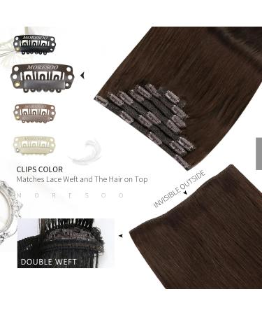 Moresoo Clip In Extensions - Dark Brown Remy Hair 40cm 120g 7 Pieces - Real Human Hair Clip Extensions #4 - Buy Online on GoSupps.com