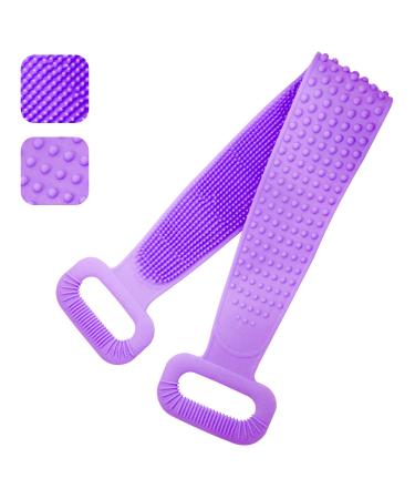 Back Scrubber for Shower  Extended Silicon Body Bath Brush Scrubbers  Gentle Exfoliating Loofahs Easy to Clean Washer (Purple)