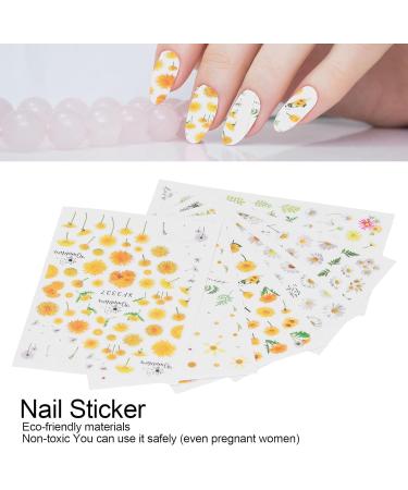 6 Sheets Nail Art Stickers Nail DIY Stickers Easy To Disassemble Self Adhesive Design Environmentally Friendly Material Sunflower Daisy Pattern Nail Art Decals Nail Glue - Buy Online on GoSupps.com
