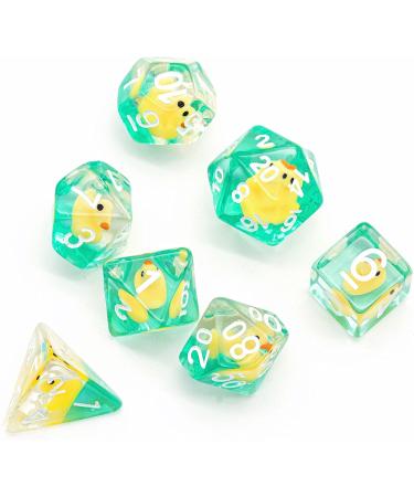 Cusdie Animal-filled 7-Die Polyhedral Dice Set for DND, RPG, MTG - Yellow Duck - Buy Online on GoSupps.com