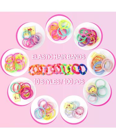 Hanyousheng 100 Pcs Multicolor Hair Ties for Baby Girls - Elastic Ponytail Holders & Hair Accessories - Buy Online on GoSupps.com