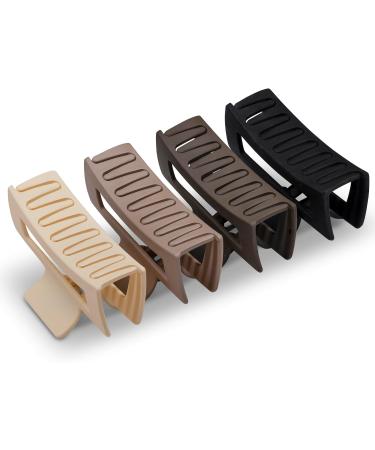 Set of Hair Claw Clips in Brown, Beige, Cream, and Black for Women, Girls, Unisex - Medium Size Rectangle Box Hair Clip - Buy Online on GoSupps.com